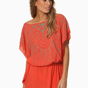Solid Peach Butterfly Caftan