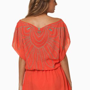 Solid Peach Butterfly Caftan BACK
